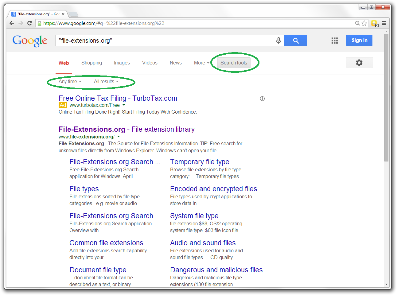 Search Tools for Google Search