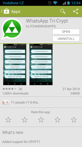 WhatsApp Tri-Crypt in Google Play