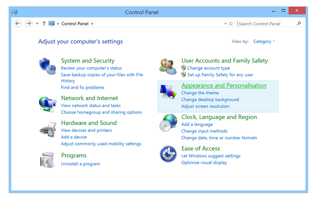Windows 8.1 Control Panel