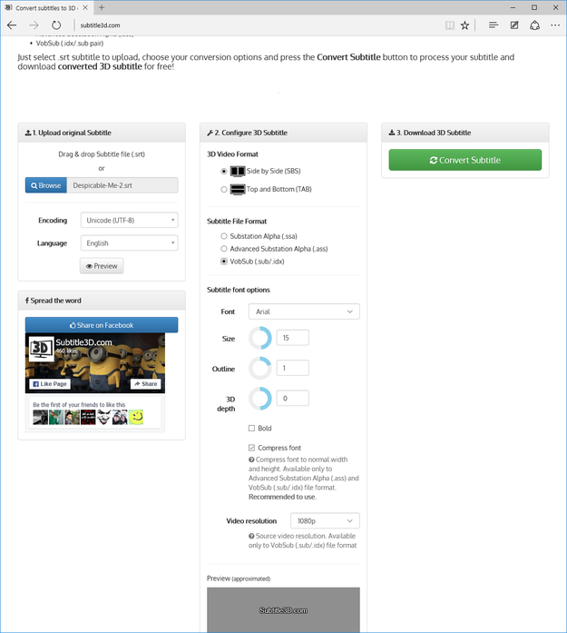 Subtitle3D converting service