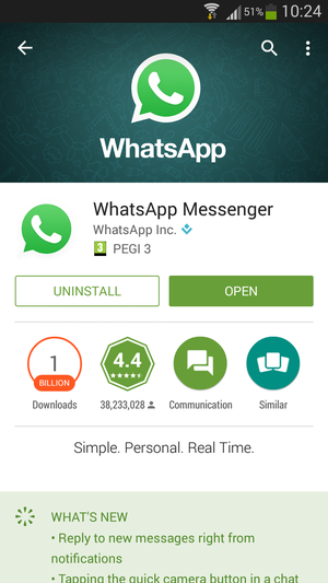 WhatsApp in Google Play Store