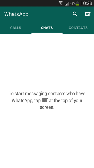 WhatsApp for Android main screen
