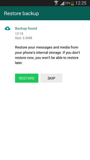 WhatsApp recognize old backups