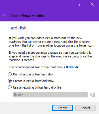 create new VDI disk in VirtualBox