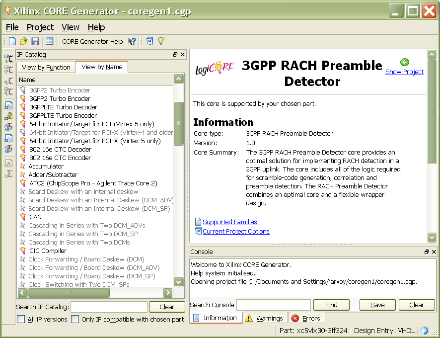 Xilinx CORE Generator System picture or screenshot