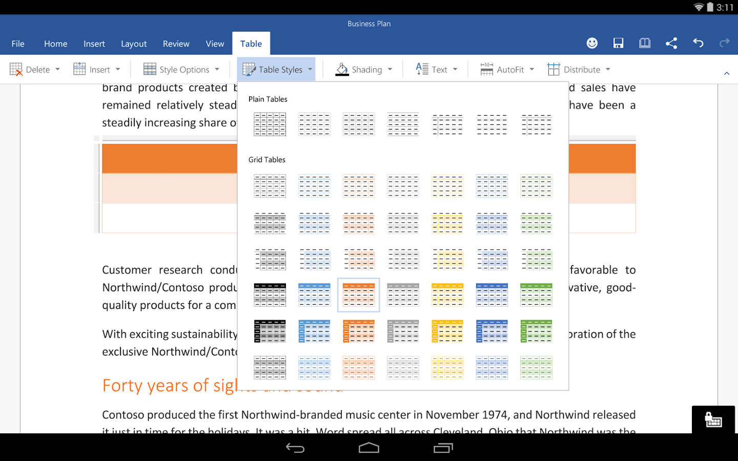 Microsoft Word for Android picture