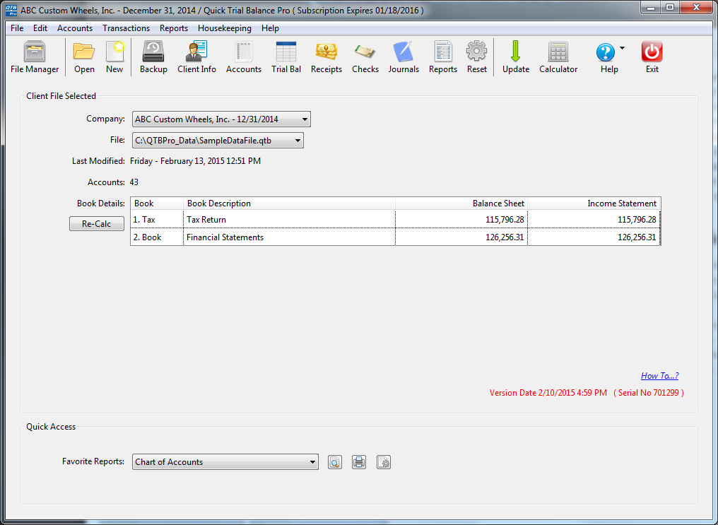 Quick Trial Balance picture or screenshot