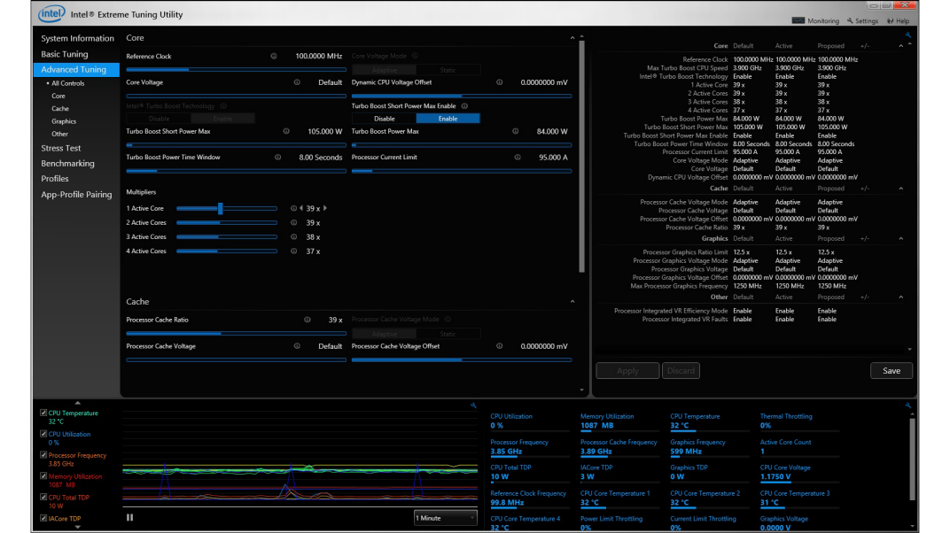 Intel Extreme Tuning Utility picture or screenshot