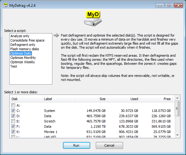 MyDefrag picture or screenshot