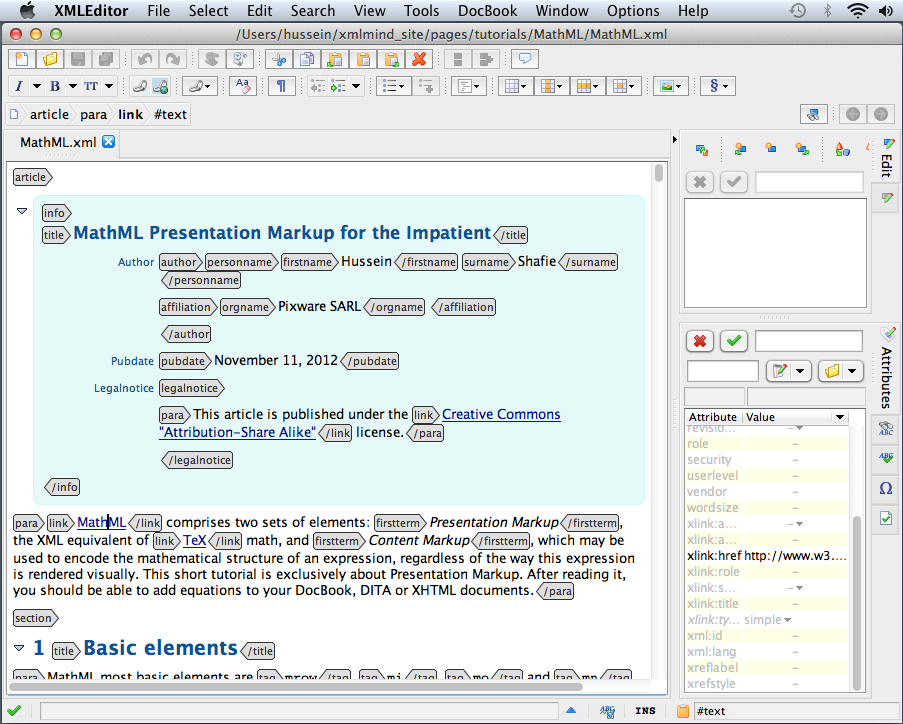 XMLmind XML Editor picture or screenshot