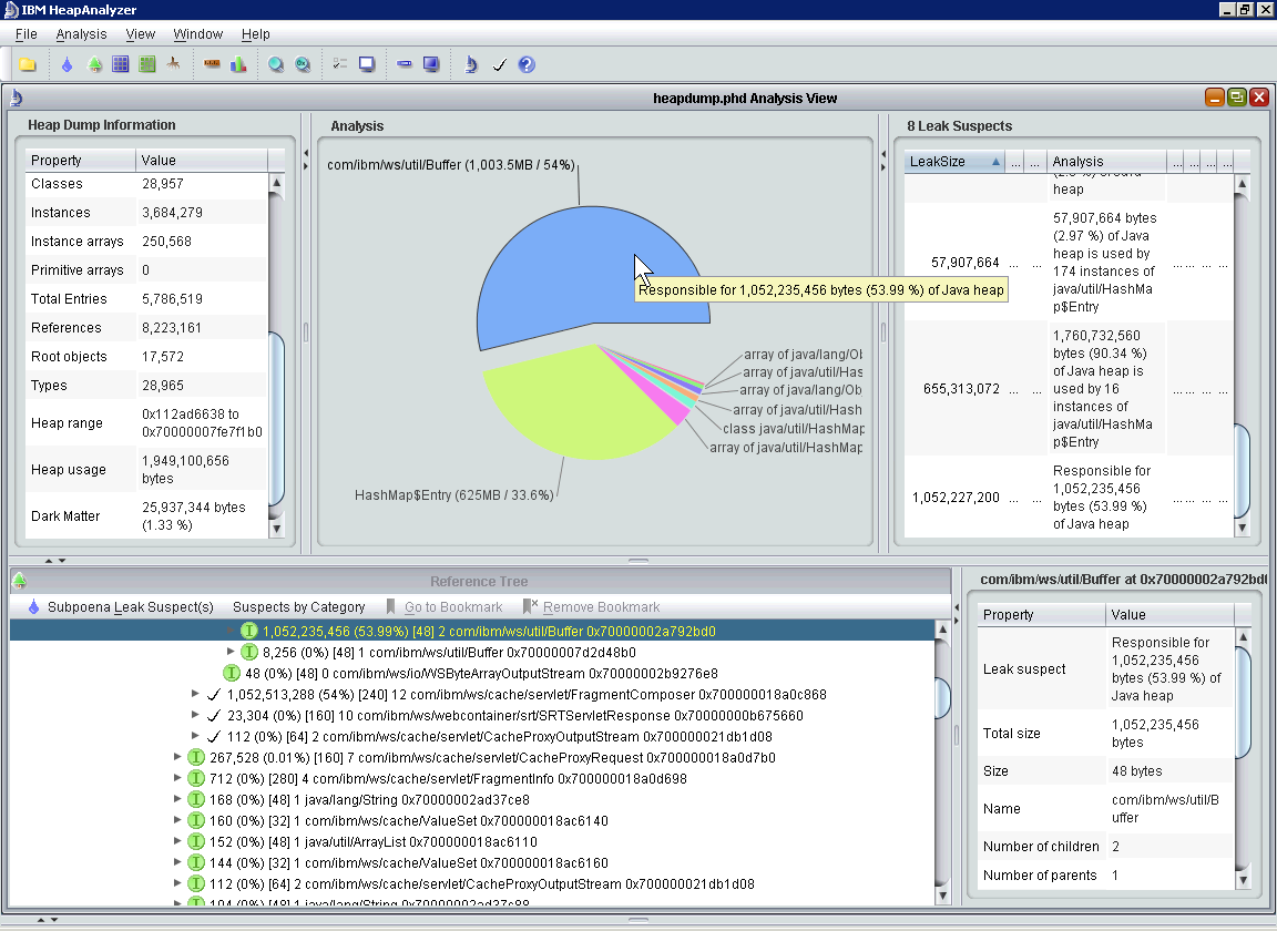 how to open phd heap dump file