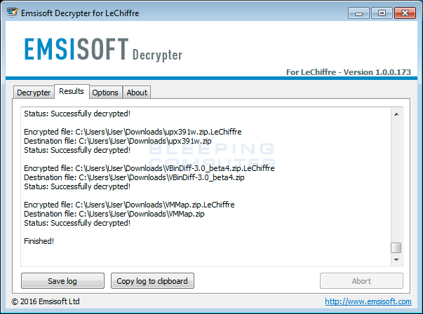 Emsisoft Decrypter for LeChiffre picture or screenshot