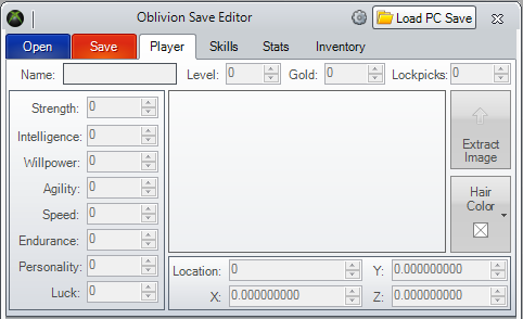 Oblivion Stats Editor picture or screenshot