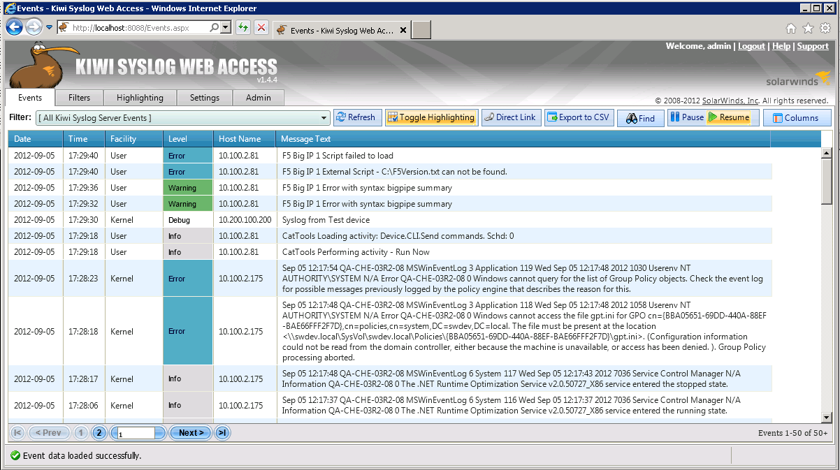 Kiwi Syslog Server picture or screenshot
