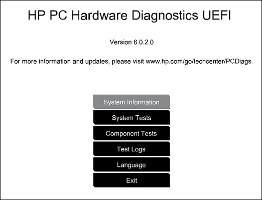 HP PC Hardware Diagnostics picture or screenshot