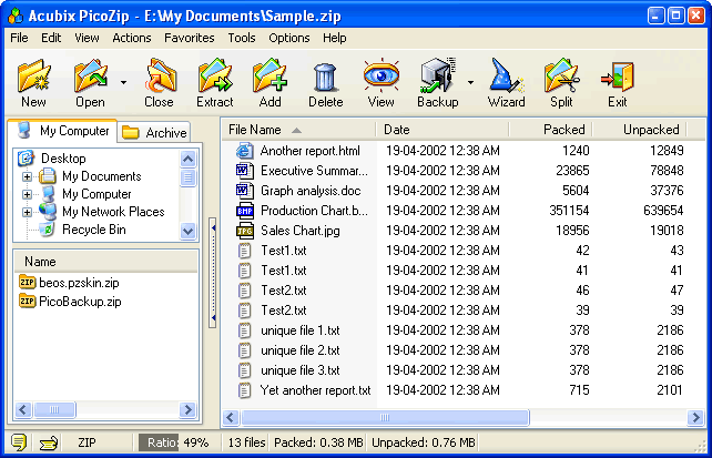 Compressed file download. PICOZIP.