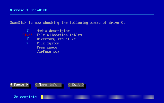 Microsoft ScanDisk picture or screenshot