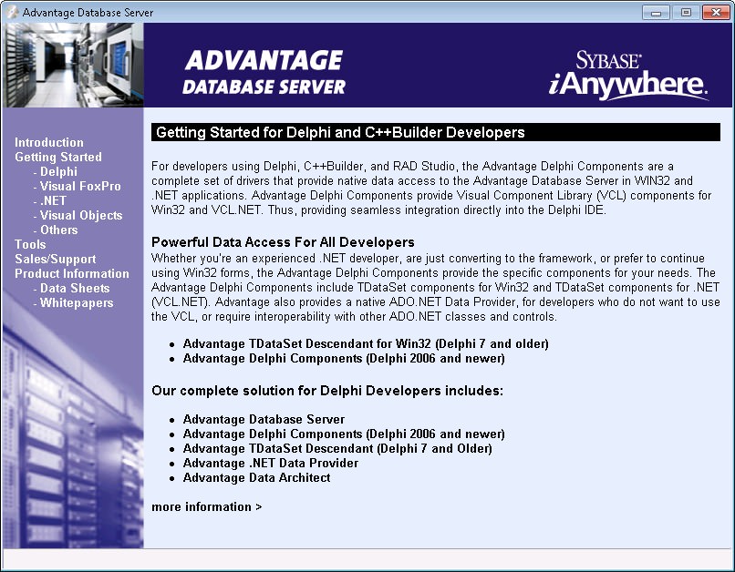 Advantage Database Server picture or screenshot