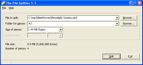 The File Splitter picture or screenshot