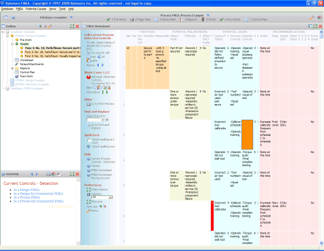 Byteworx FMEA picture or screenshot