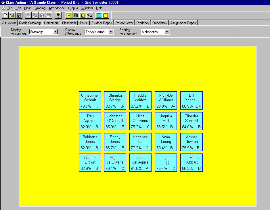 Class Action Gradebook picture or screenshot