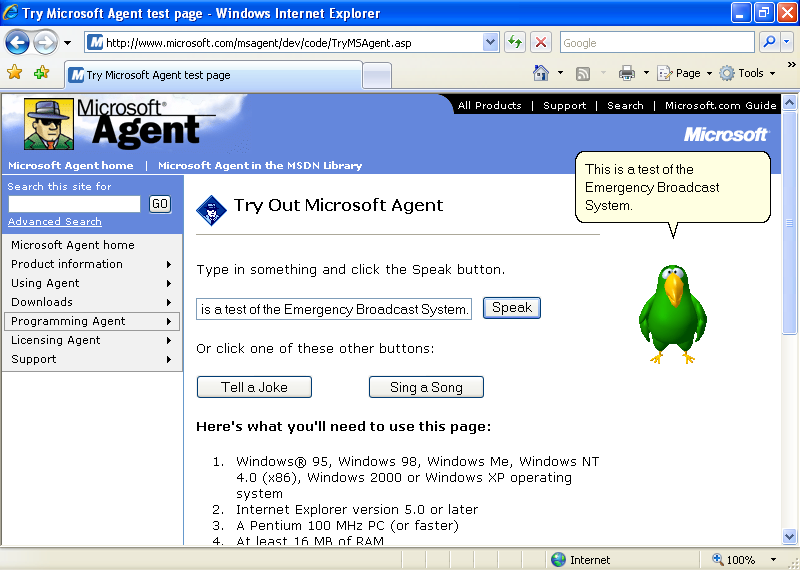 Microsoft Agent picture or screenshot