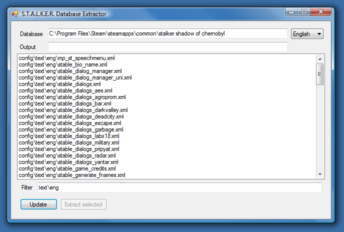 S.T.A.L.K.E.R. database extractor picture or screenshot