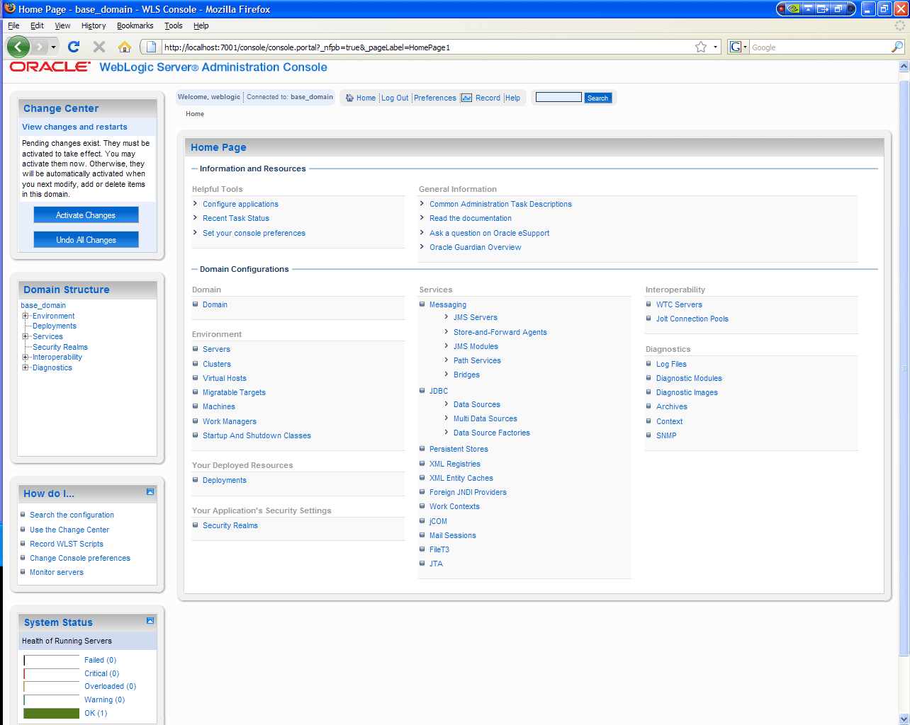 Oracle WebLogic Server picture or screenshot
