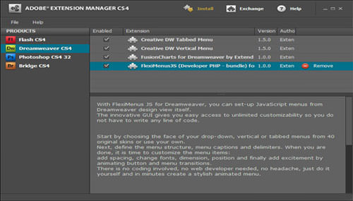 Adobe Extension Manager picture