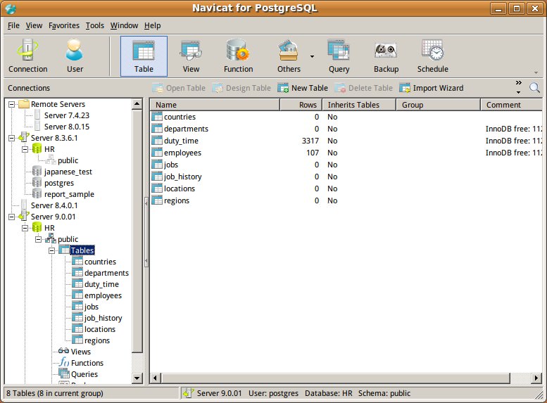 Import postgresql