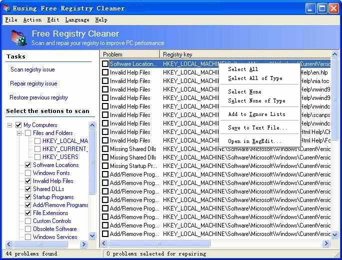 Eusing Free Registry Cleaner picture