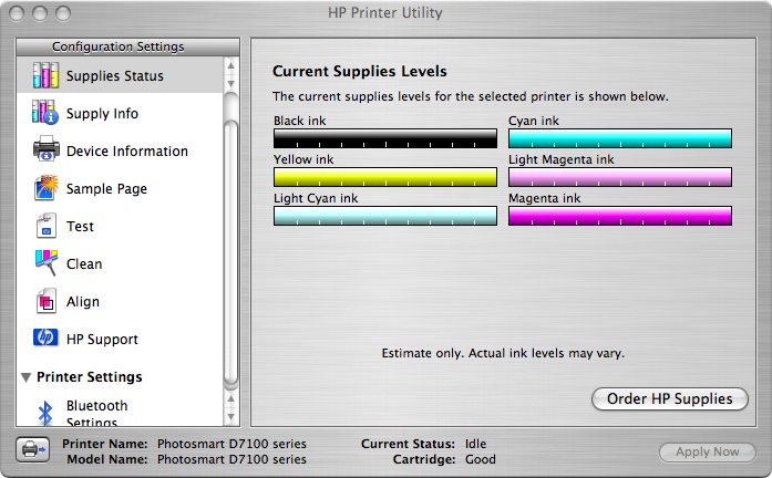 HP Printer Utility for Mac picture or screenshot