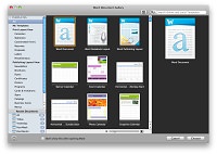 Microsoft Word 2011 for Mac starting screen