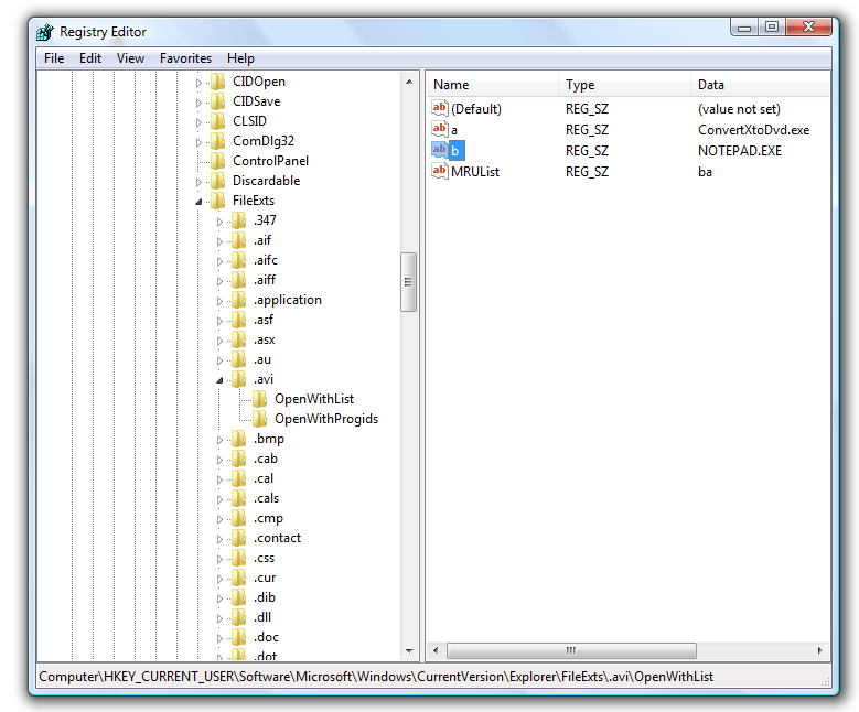 Windows Registry Editor