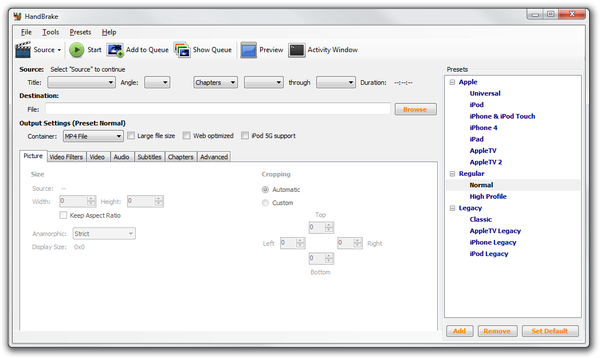 HandBrake main window