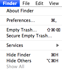 Apple Finder menu