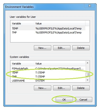Environment Variables window screenshot