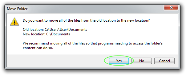 Move Folder dialog window screenshot