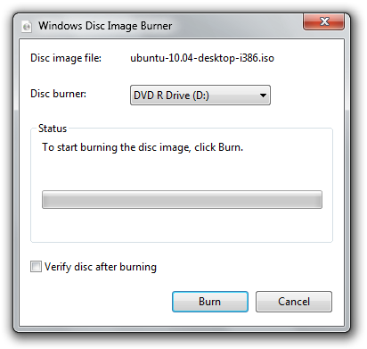 Windows Disc Image Burner