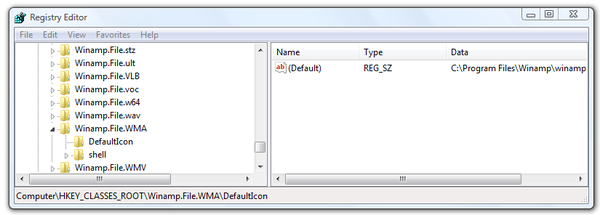 Microsoft Windows Registry Editor 3rd party application icon settings