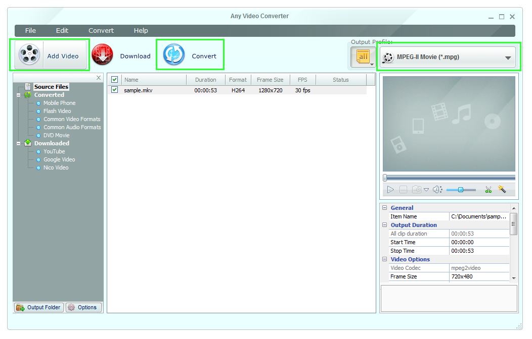 mpg mkv converter convert any screenshot