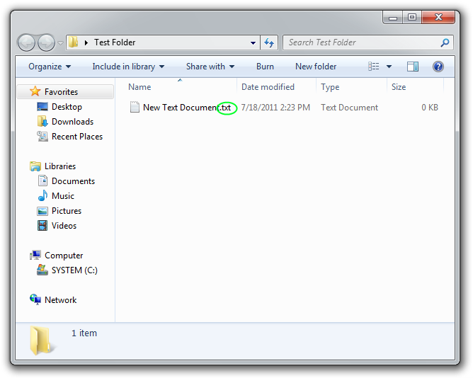 Visible TXT file extension in Windows Explorer
