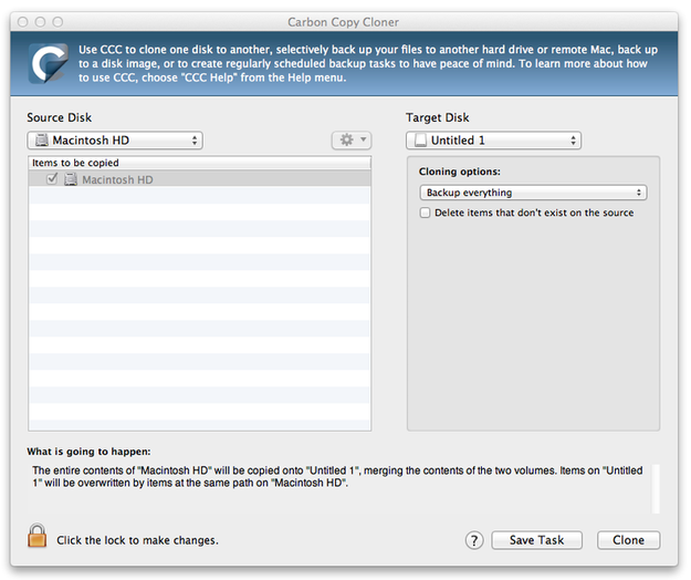 Carbon Copy Cloner clone the system disk