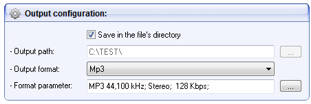 Output configuration settings