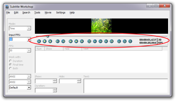 Subtitle Workshop video preview.