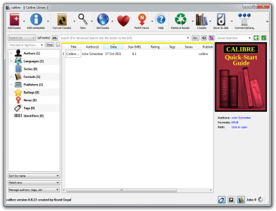 Calibre's main window screenshot.