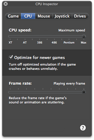 Boxer for Mac CPU settings window