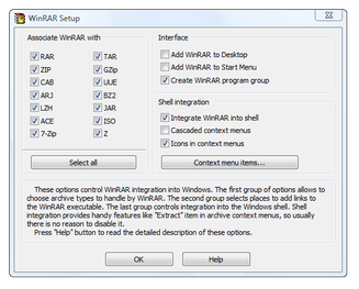 WinRAR setup window