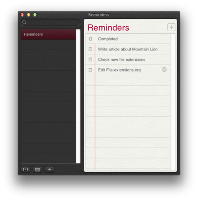 Mac OS X 10.8 Reminders