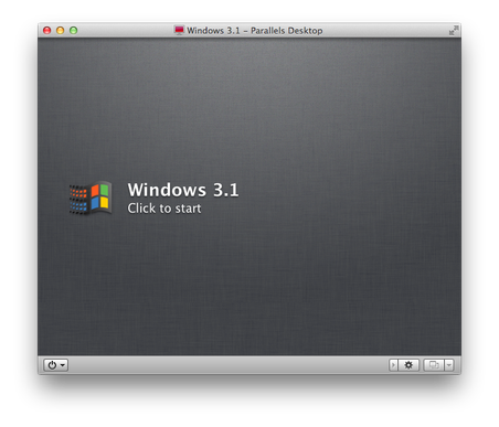 Parallels Desktop start virtual machine window